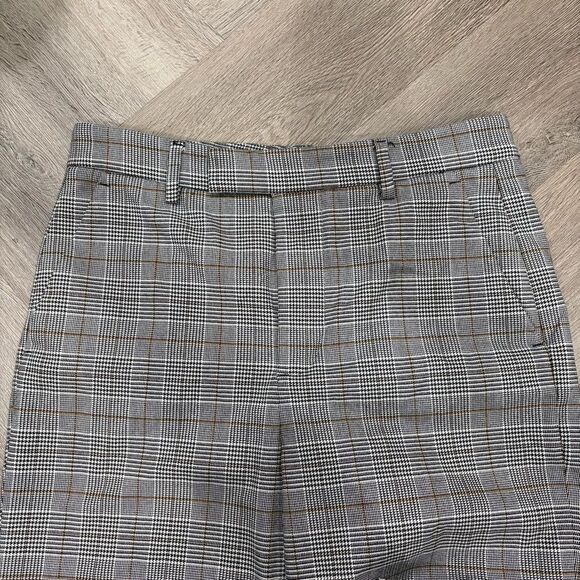 Zara Black Tan Houndstooth Plaid Trousers Cropped Ankle Pants Size 6 - Picture 6 of 10